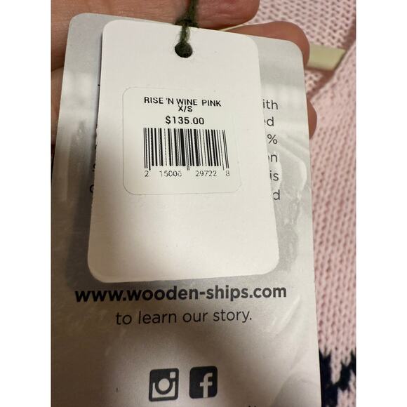 NWT Wooden Ships “Rise 'n Wine” Pink Sweater NWT Sz. XS - Picture 3 of 5